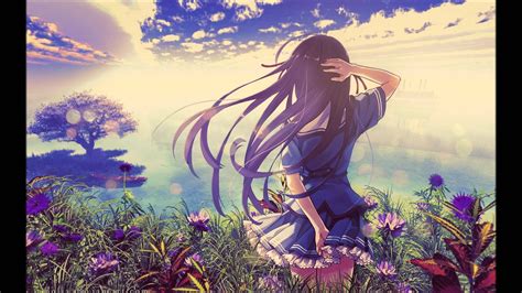 Earth Anime Beautiful Anime Girl Flower Long Hair