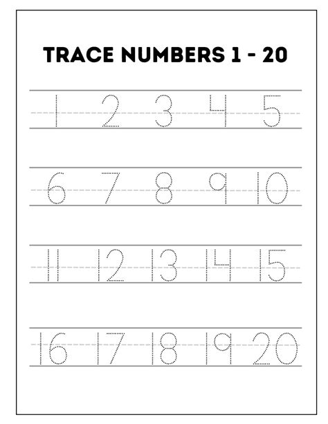 Tracing Worksheets Numbers 1 20 Tracing Worksheets 55 Off