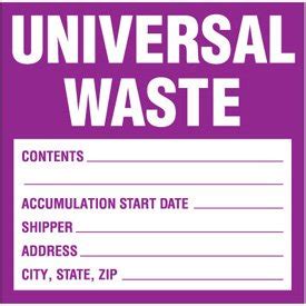 Vinyl Universal Waste Labels H X W Purple White Super Stik