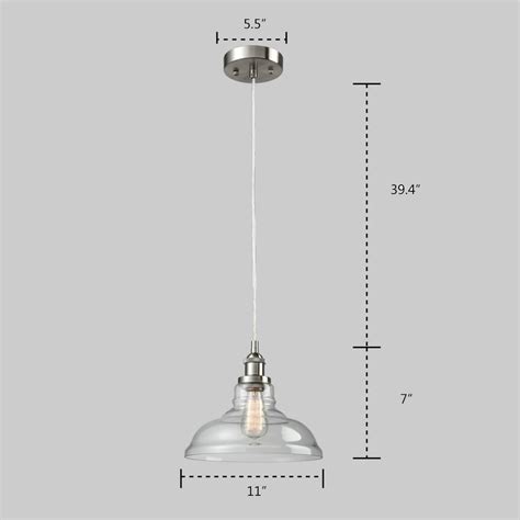 Industrial Glass Pendant Light Brushed Nickel Fixture