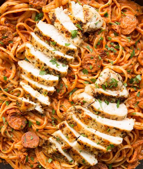 I cook the meats, pasta, and sauce all at the same time, but it can be done individually and refrigerated before baking it in the oven. Chicken and Chorizo Pasta | Don't Go Bacon My Heart