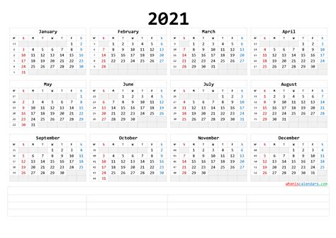 2021 Free Printable Yearly Calendar With Week Numbers 21ytw198 Images