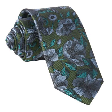 Monarch Floral Olive Green Tie Mens Floral Tie Mens Tie Bar Mens Silk Ties
