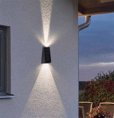 Solar Powered 15w Led Updown Outdoor Wall Light 2 Pack Roundabout