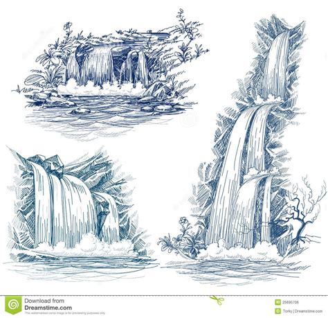 Water Falls Drawing Stock Vector Illustration Of Clip 25695706