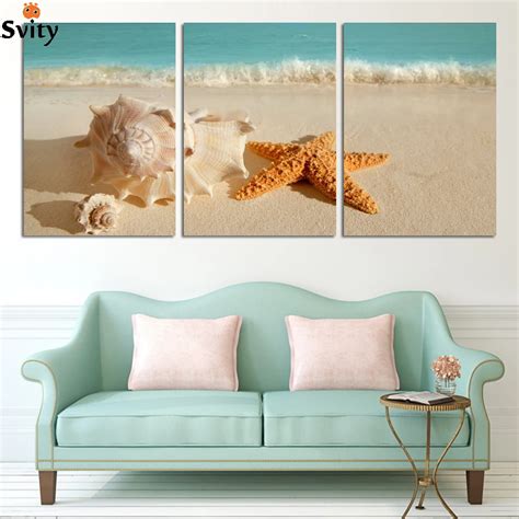 3 Panel Modern Printed Blue Beach Seascapes Paintings Wall Art Home