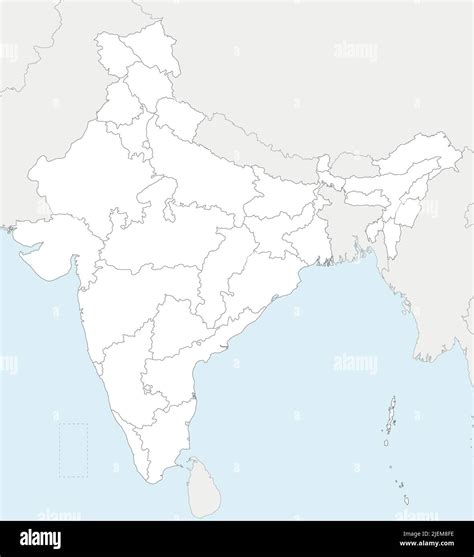 India Political Map Outline With Neighbouring Countries
