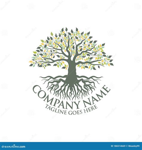 Vibrant Tree Logo Design Tree And Root Vector Tree Of Life Logo Design Cartoondealer Com