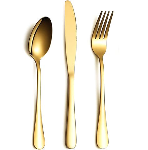 Gold Cutlery Set Of Piece Knives Forks Spoons For Decor And
