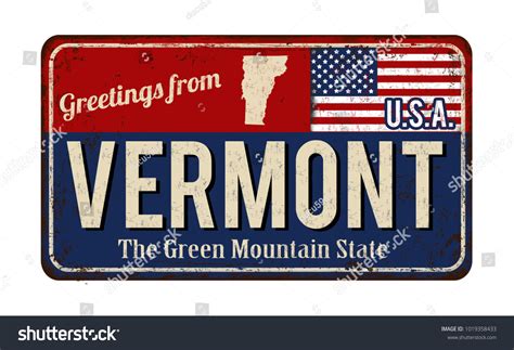 Greetings Vermont Vintage Rusty Metal Sign Stock Vector Royalty Free