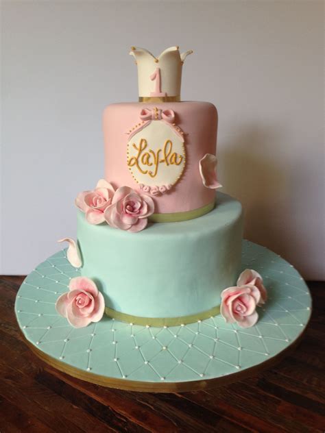 Happy 1st birthday, baby boy! Shabby chic themed birthday cake for a very special little 1-year old girl. Pink velvet with ...