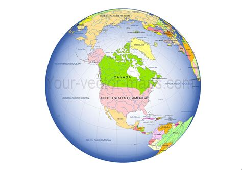 North America Centered Globe Map Map Globe Canada North