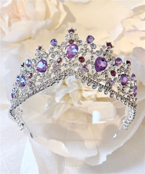 Purple Tiaras Birthday Crown Quince Tiaras Bridal Halo Etsy