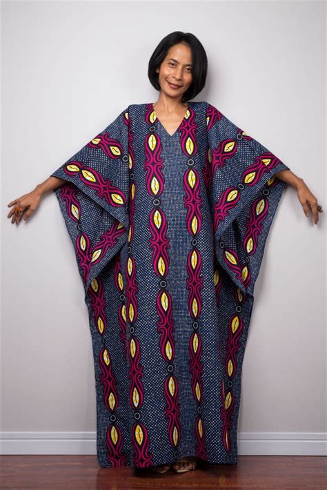 Ankara Kaftan African Print Kaftan Maxi Dress Loose Fit Holiday Resort Dress Womens