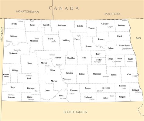 Map Of North Dakota With Cities And Towns Island Maps