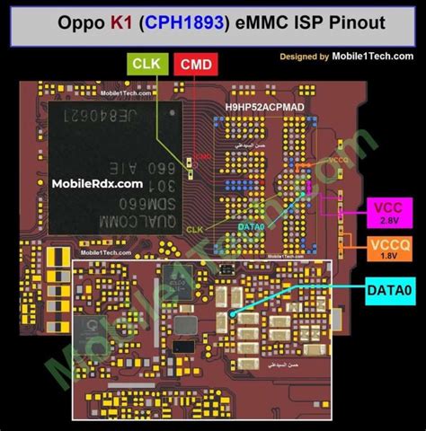 Oppo K EMMC ISP Pinout To Remove User Lock ByPass FRP