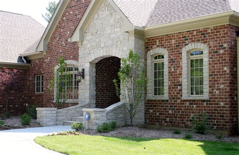 Stone And Brick Brick Exterior House Stone Exterior Houses Red