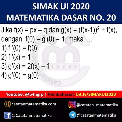 Catatan Matematika SIMAK UI 2020 Matematika Dasar No 20