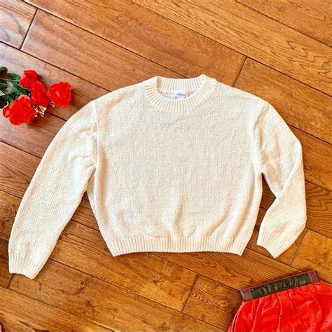 Revamped Sweaters Revamped Cropped Crew Neck Chenille Sweater