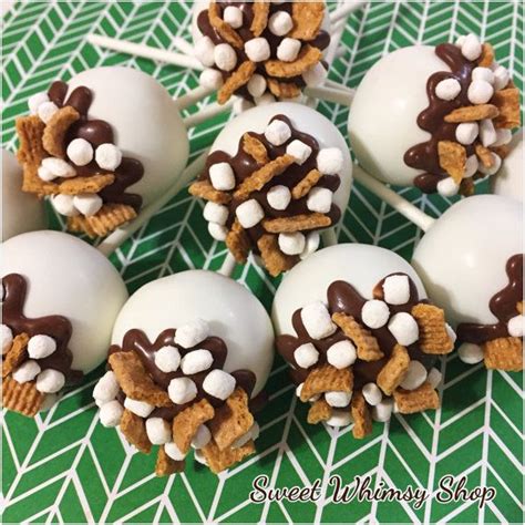 12 Smores Cake Pops With Mini Marshmallows By Sweetwhimsyshop Smores