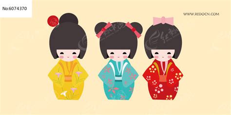 可爱日式传统娃娃图片人物插画编号6074370红动中国