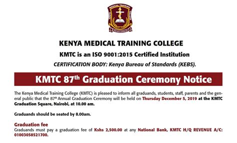 Kmtc 87th Graduation Ceremony And List 5th December 2019 Kenyayote