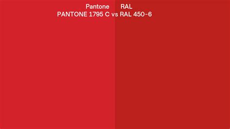 Pantone 1795 C Vs Ral Ral 450 6 Side By Side Comparison