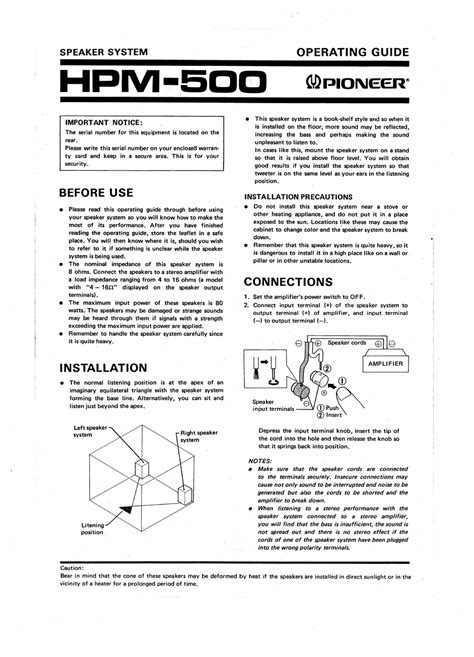 Pioneer Hpm 500 Operating Manual Pdf Download Manualslib
