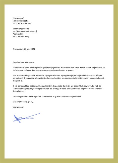 Voorbeeld Ontslagbrief Supermarkt Loretta Williams Letter Voorbeeld