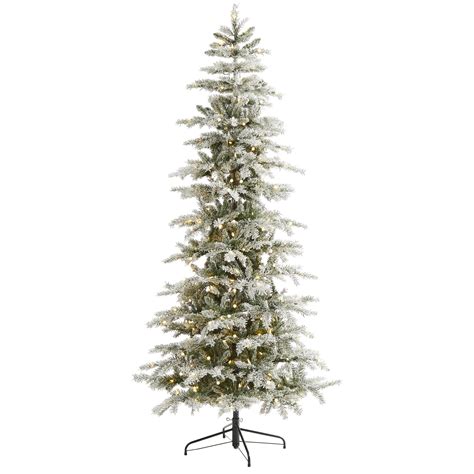 75 Slim Flocked Nova Scotia Spruce Artificial Christmas Tree With 450