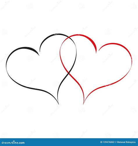 Heart Two Love Sign Icon On White Background Romantic Symbol Linked Join Passion And Wedding
