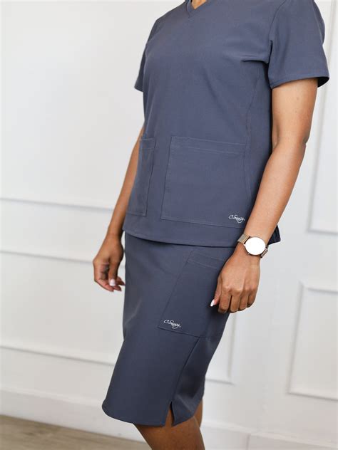 Womens Medical Scrub Tops Pewter Csaucy