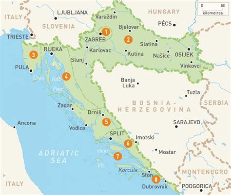 En el mapa del mundo, usted encontrará todas las cartas: Mapa de ilhas croatas - Mapa da croácia e ilhas (Sul da ...