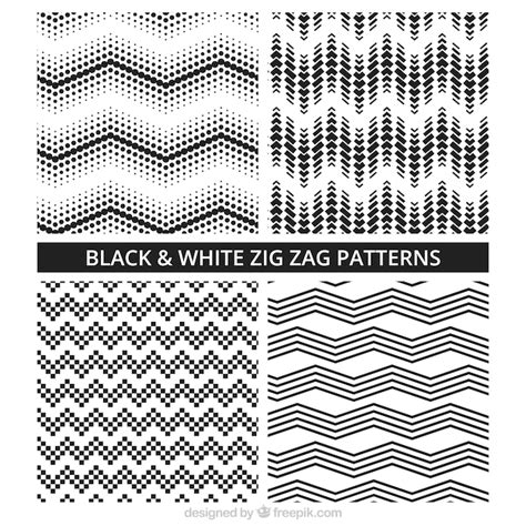 Black And White Zig Zag Pattern Collection Vetor Premium