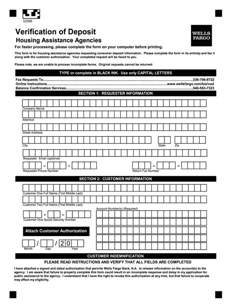 Reach out to wells fargo to discuss the application process and what you'll need to apply. Wells Fargo Verification Of Deposit - Fill Out and Sign Printable PDF Template | signNow