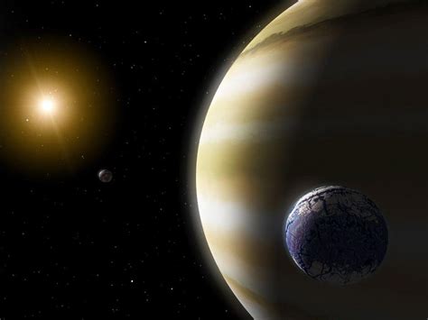 An Artists Image Of An Earth Like Exomoon Orbiting A Gas Giant Planet