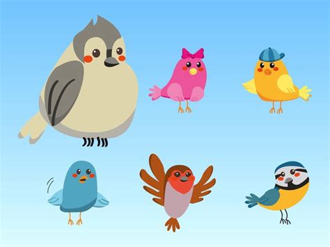 Colorful Cute Cartoon Birds Vector Photo Free Download