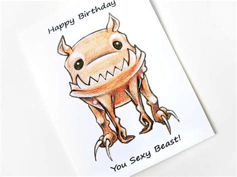 Funny Birthday Card Happy Birthday You Sexy Beast Cute Blank Greeti