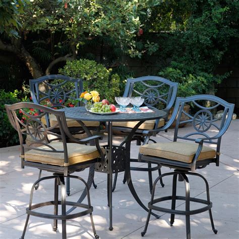 Darlee Ten Star 5 Piece Cast Aluminum Patio Bar Set W 42 Inch Round