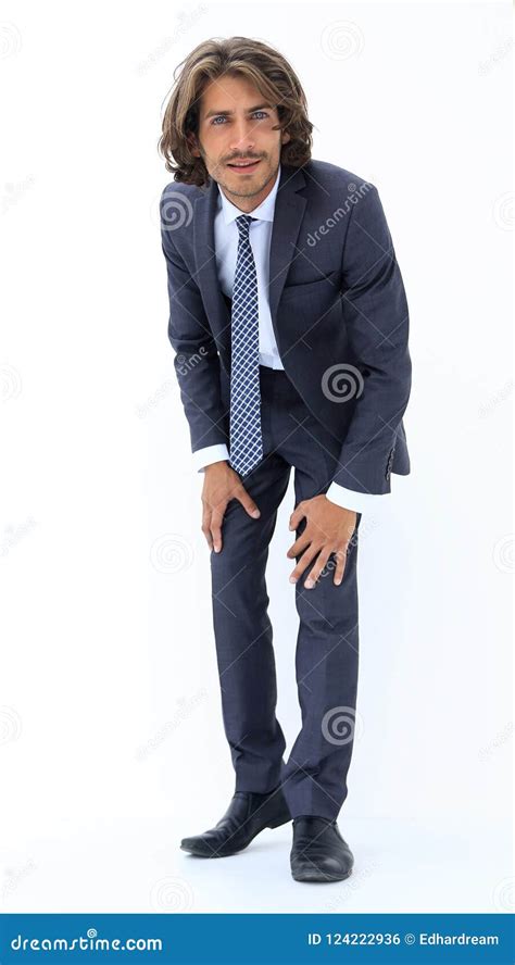 Young Handsome Businessman Bending Down Stock Photo Image Of