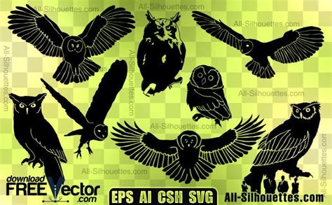 Free Vector Owl All Silhouettes Owl Silhouette Owl Vector Free