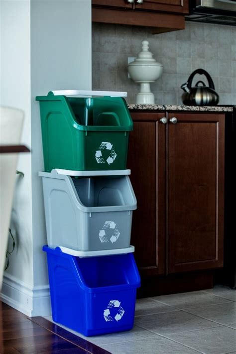 Multi Recycler Stackable 6 Gallon Recycling Bins Busch Systems Recycling Bins Stackable