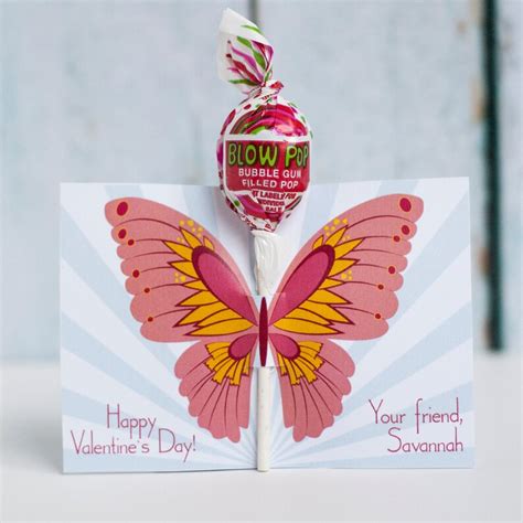 Butterfly Valentine Butterfly Lollipop Valentine Girls Etsy