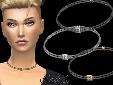 Double Cable Necklace Crystal Pendant By Natalis At Tsr Sims 4 Updates
