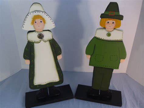 Hand Painted Pilgrim Set Great Color And Details Free Standing Front And Back Painted Great