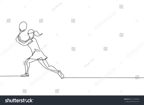 Single Continuous Line Drawing Young Agile Stock Vector Royalty Free