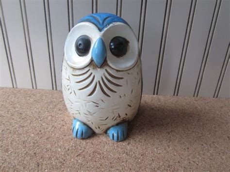 Vintage Owl Bank Owl Piggy Bank Owl Coin Money Bank Blue Etsy