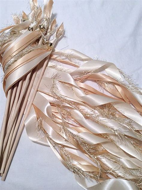50 Wedding Wands Ivory With Bells Ribbon Streamer Send Off Etsy
