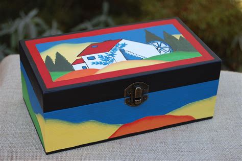 Hand Painted Wooden Box Inspired By Clarice Cliff Tag Boxes