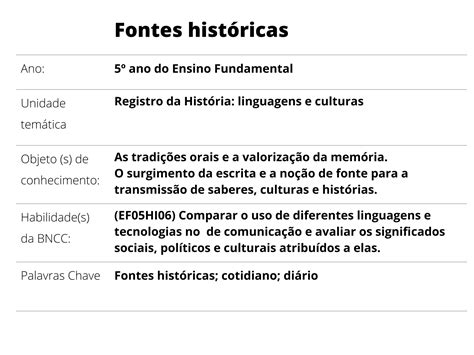 Atividade Sobre Fontes Historicas 5 Ano